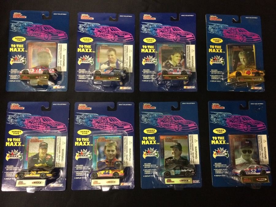 Racing Champions Die-Cast Stock Cars w/ Cards & Display Stand [Photo 1]