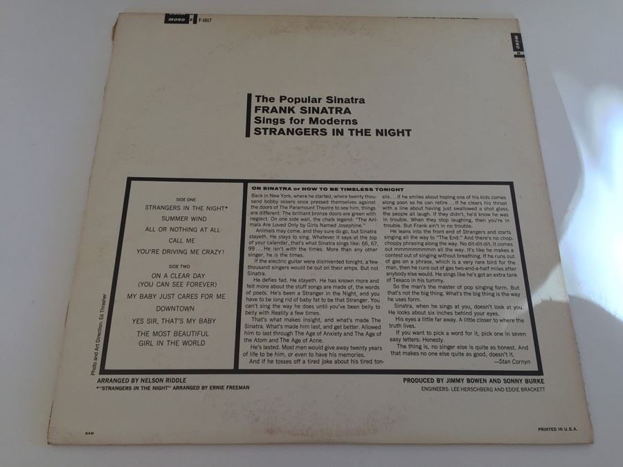 Frank Sinatra ‎- Strangers In The Night - Reprise Records ‎- F-1017 [Photo 2]