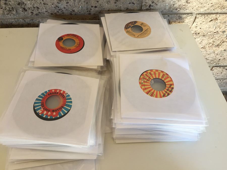 Large 45 Records Lot All With Plastic Sleeves