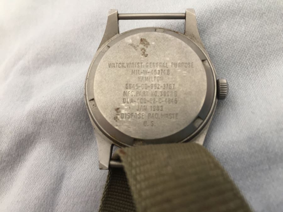 Vintage Jan 1983 Hamilton Military Watch WORKING MIL-W-46374B Dispose Rad. Waste U. S. [Photo 3]