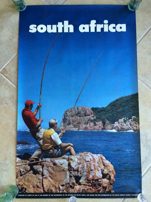 Original Vintage South Africa Travel Poster - Fishing