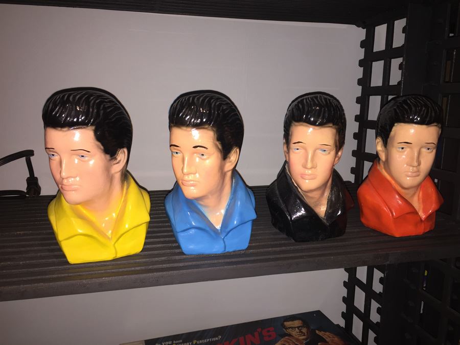 (4) Colored Elvis Ceramic Busts [Photo 1]