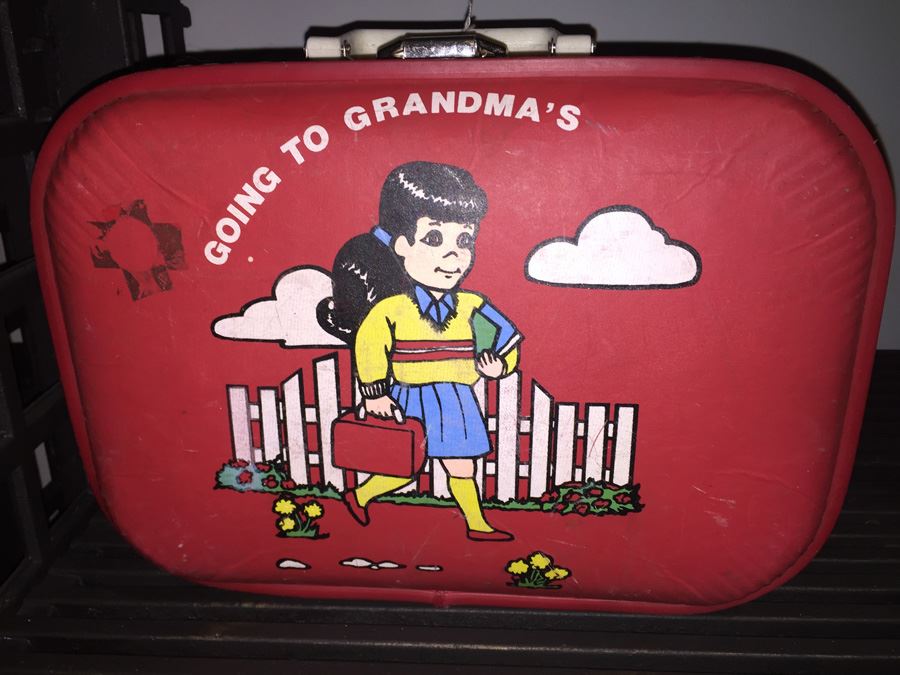 Vintage Red Luggage Child's Going To Grandma's [Photo 1]