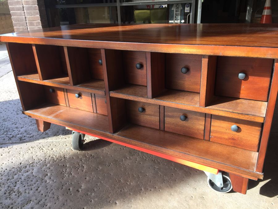 Large Wooden Coffee Table With Plenty Of Storage [Photo 3]
