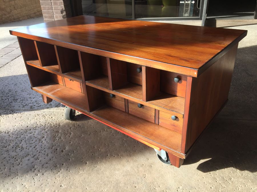 Large Wooden Coffee Table With Plenty Of Storage [Photo 9]