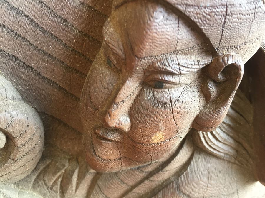 Asian Wood Carving Depicting Warrior And Dragon Serpent [Photo 2]