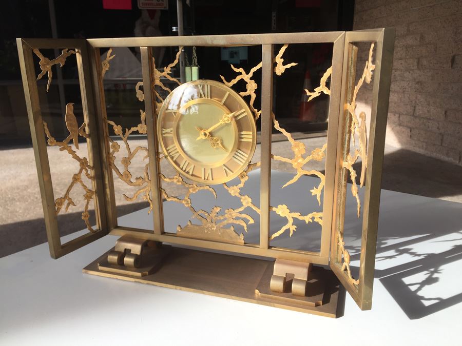 French Brass Clock Retailed By Spaulding & Co. - Movement Has Been Modernized [Photo 1]