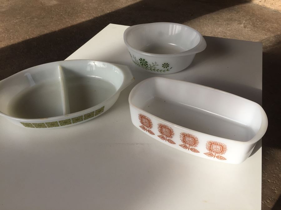 (3) Oven Ware Lot Pyrex Glasbake Federal