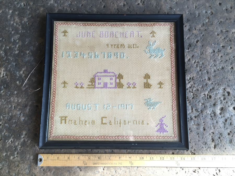 Vintage 1917 Needlework Sampler From Anaheim California [Photo 4]