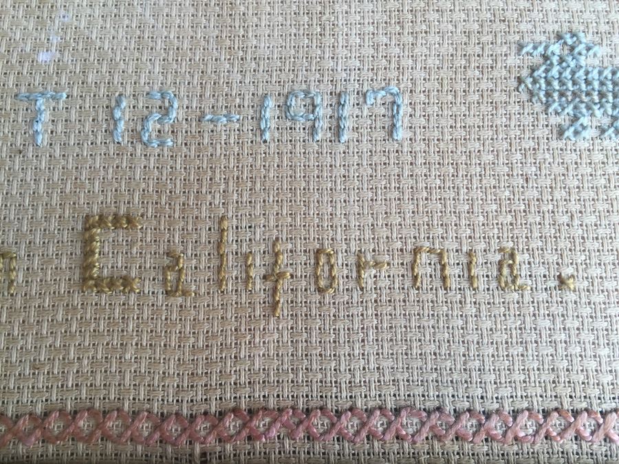 Vintage 1917 Needlework Sampler From Anaheim California [Photo 12]