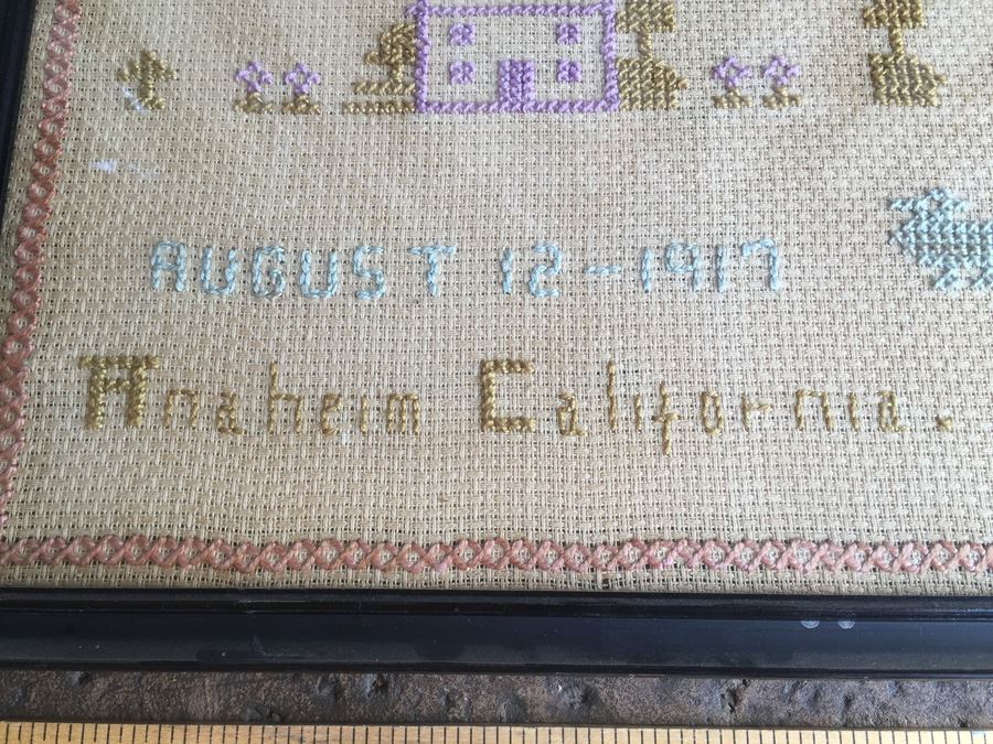 Vintage 1917 Needlework Sampler From Anaheim California [Photo 2]