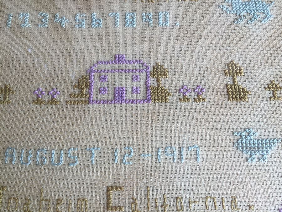 Vintage 1917 Needlework Sampler From Anaheim California [Photo 9]
