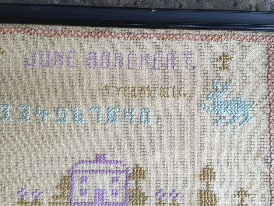 Vintage 1917 Needlework Sampler From Anaheim California [Photo 3]