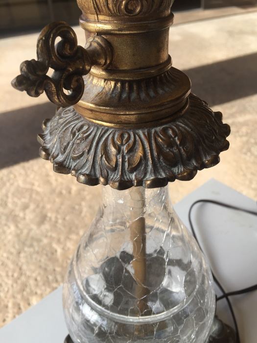 Pair Of Vintage Crackle Glass Lamps [Photo 7]