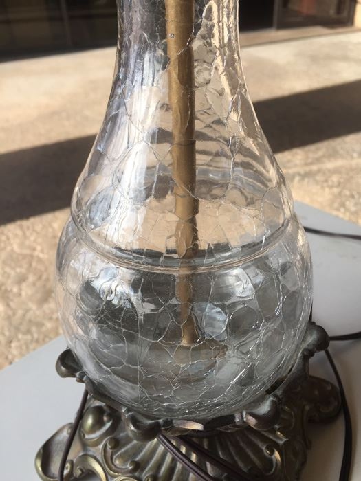 Pair Of Vintage Crackle Glass Lamps [Photo 8]