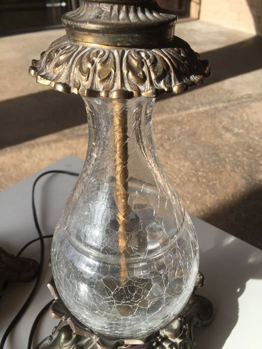 Pair Of Vintage Crackle Glass Lamps [Photo 6]