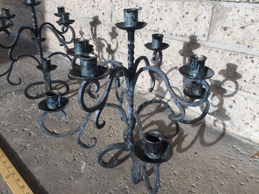 Pair Of Black Wrought Iron Candelabras [Photo 4]