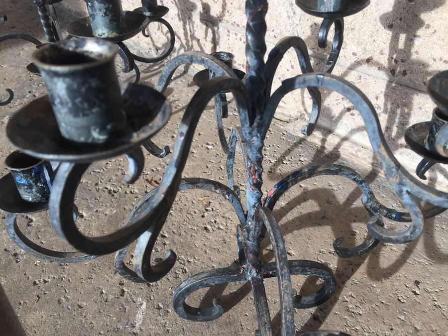 Pair Of Black Wrought Iron Candelabras [Photo 6]