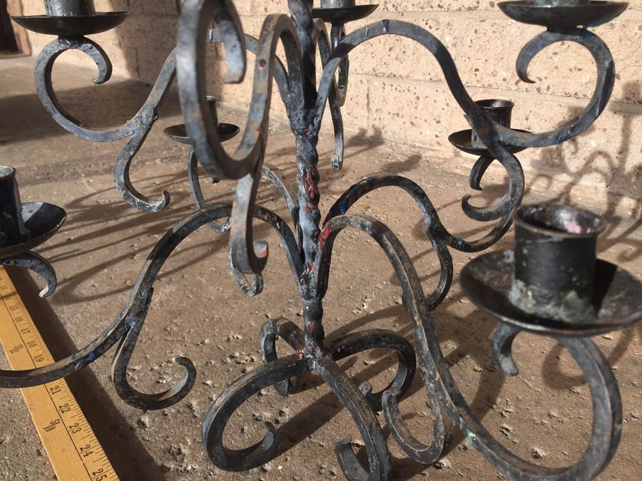 Pair Of Black Wrought Iron Candelabras [Photo 11]