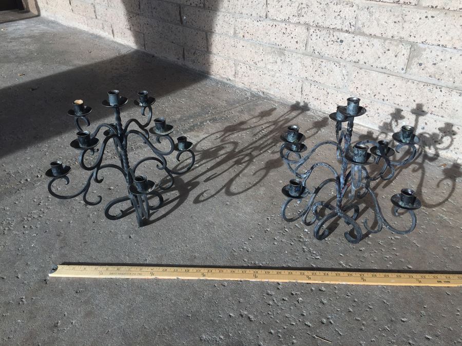 Pair Of Black Wrought Iron Candelabras [Photo 12]
