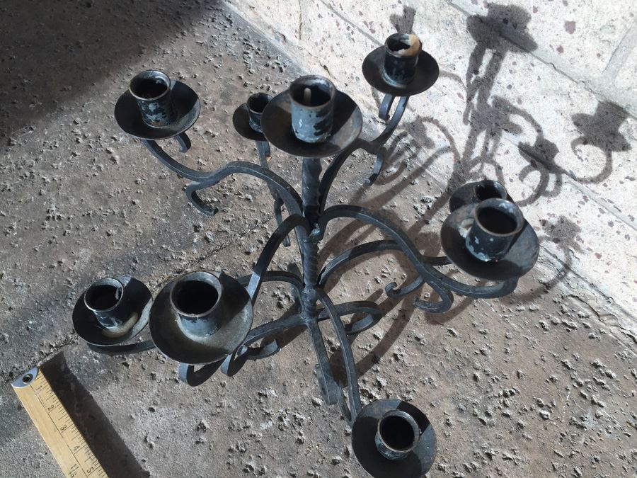 Pair Of Black Wrought Iron Candelabras [Photo 9]