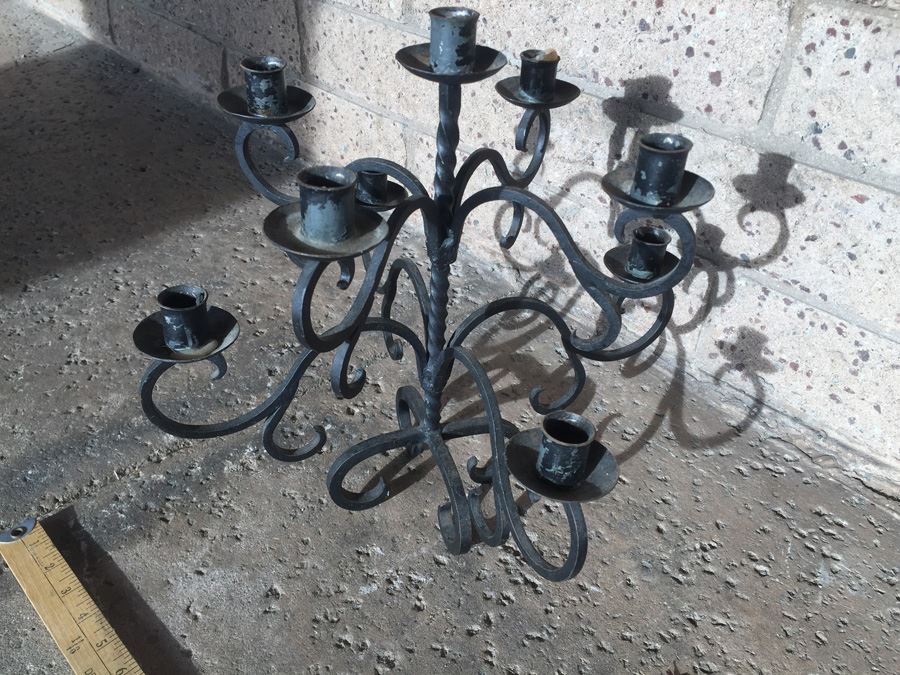 Pair Of Black Wrought Iron Candelabras [Photo 8]