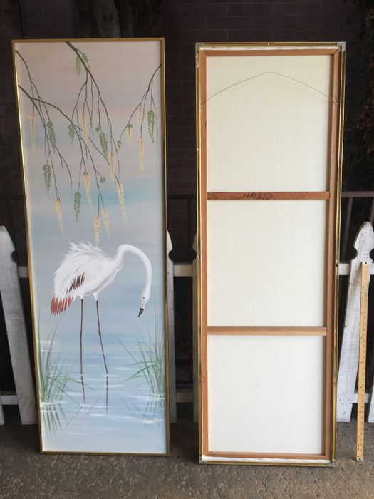 Pair Of Large Original Paintings Of Flamingos Signed By H Park [Photo 8]