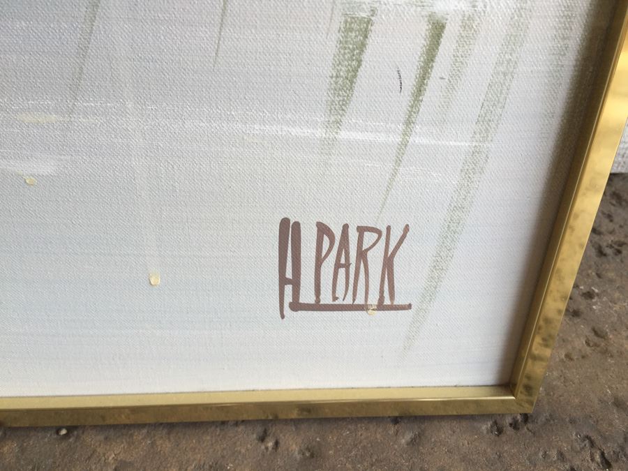 Pair Of Large Original Paintings Of Flamingos Signed By H Park [Photo 3]