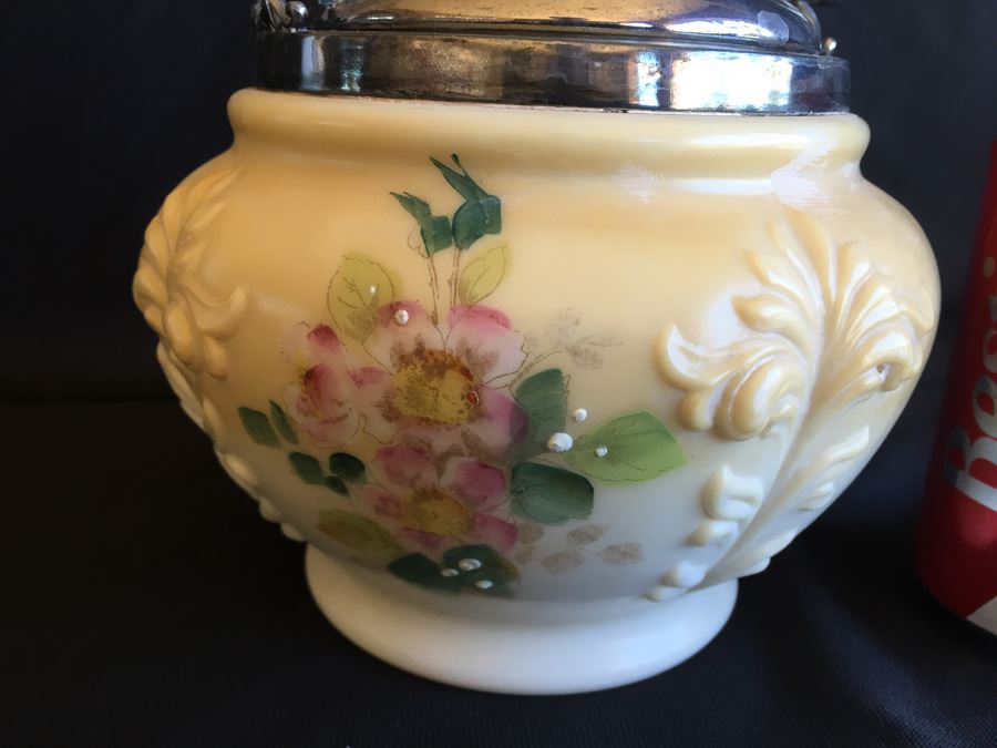 Victorian Biscuit Cookie Cracker Barrel Jar With Handle And Lid [Photo 2]