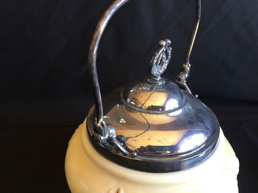 Victorian Biscuit Cookie Cracker Barrel Jar With Handle And Lid [Photo 8]