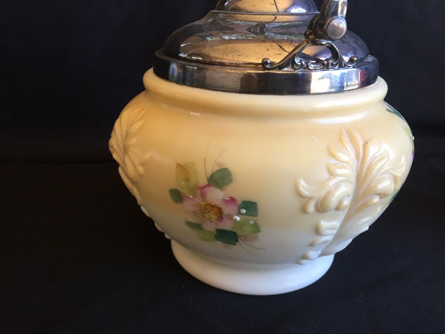 Victorian Biscuit Cookie Cracker Barrel Jar With Handle And Lid [Photo 4]