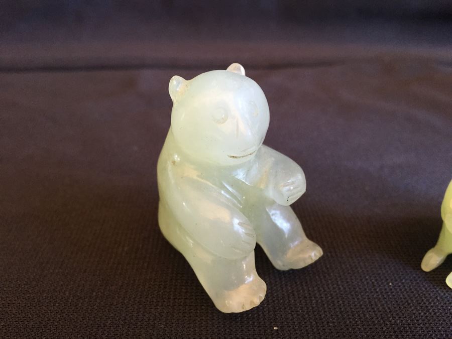 Pair Of Small JADE Figurines Bear And Tiger [Photo 2]