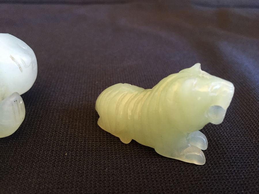 Pair Of Small JADE Figurines Bear And Tiger [Photo 11]