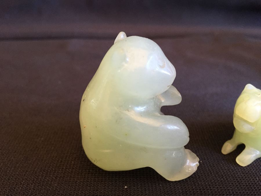 Pair Of Small JADE Figurines Bear And Tiger [Photo 7]