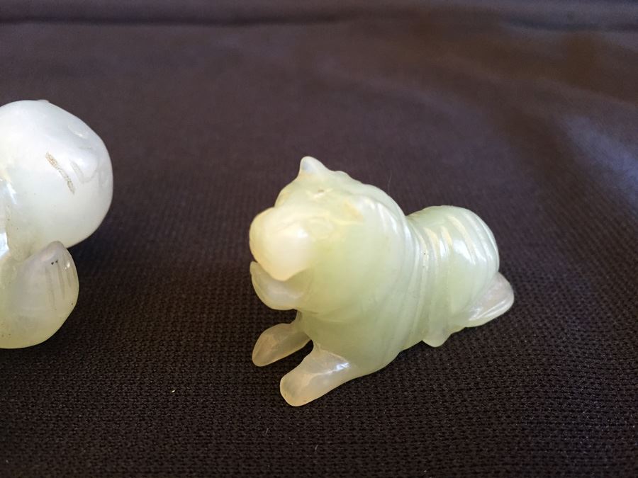 Pair Of Small JADE Figurines Bear And Tiger [Photo 3]