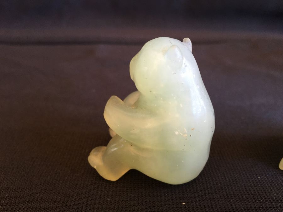 Pair Of Small JADE Figurines Bear And Tiger