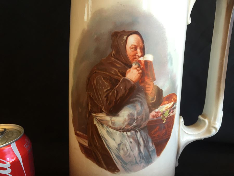 Vintage Homer Laughlin Art China Large Monks Tankard Pitcher [Photo 2]