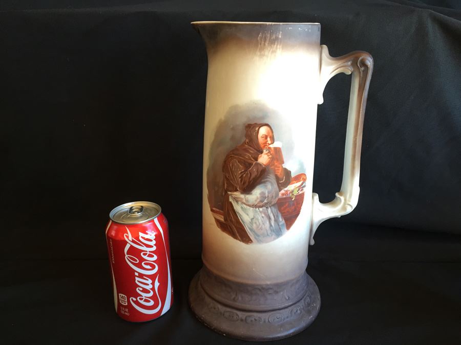 Vintage Homer Laughlin Art China Large Monks Tankard Pitcher