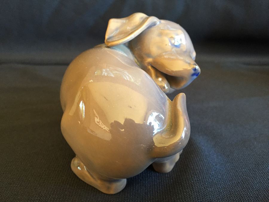 Vintage Royal Copenhagen Denmark DACHSHUND PUPPY, #1407, Chasing His Tail [Photo 2]