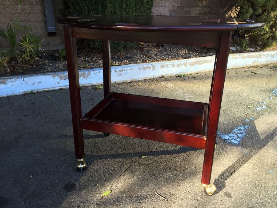 Wooden Tea Bar Cart With Removable Tray And Casters [Photo 7]