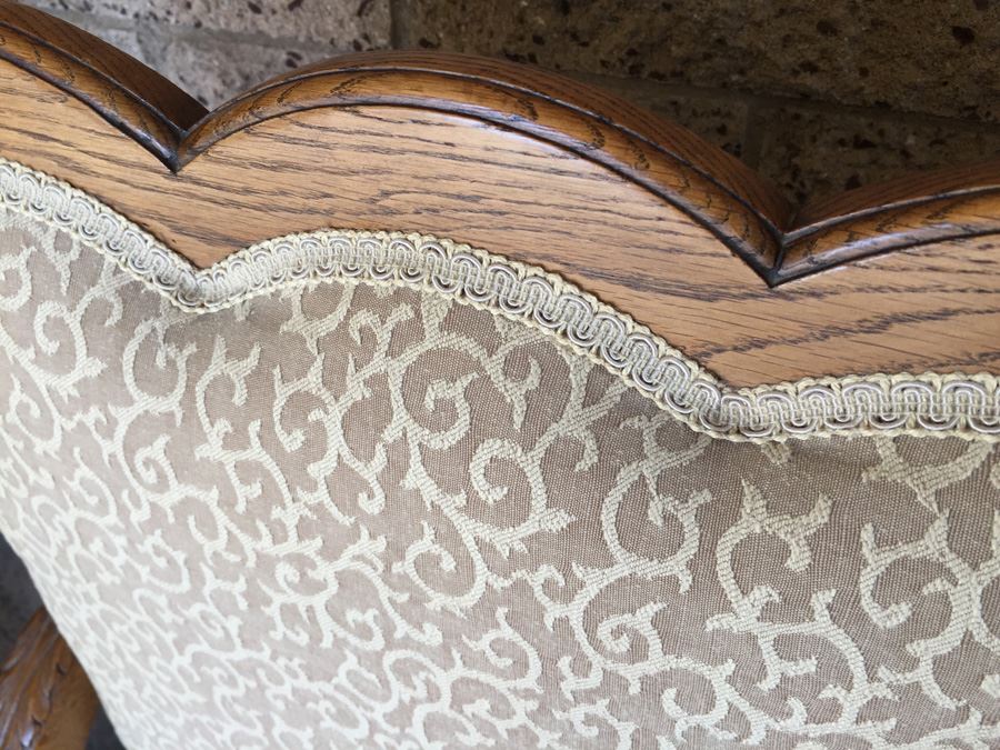 Pair Of Vintage Quartersawn Oak Upholstered Chairs [Photo 7]