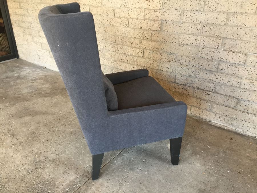 West Elm Furniture Dark Charcoal Modern Wing Back Chair [Photo 3]