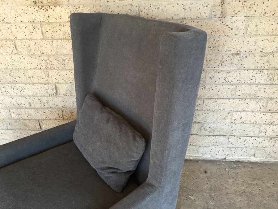 West Elm Furniture Dark Charcoal Modern Wing Back Chair [Photo 4]