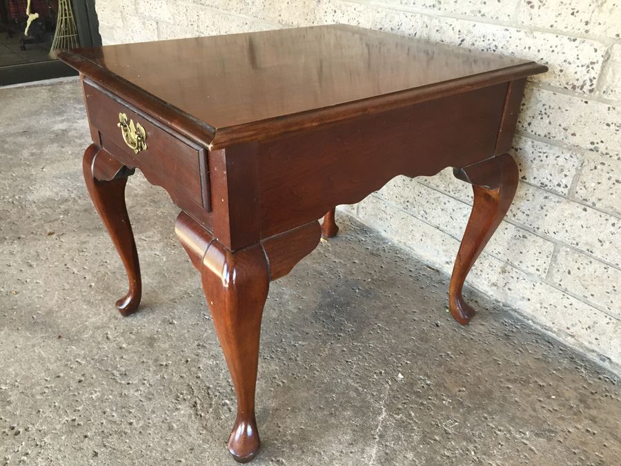 Vintage Solid Wood Side Table With Drawer [Photo 3]