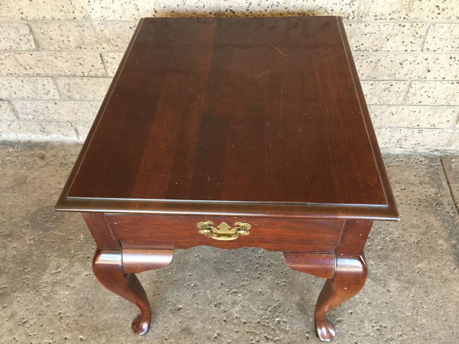 Vintage Solid Wood Side Table With Drawer [Photo 5]