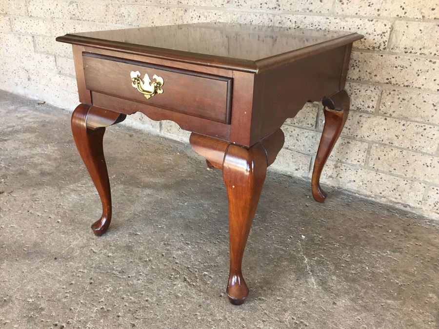 Vintage Solid Wood Side Table With Drawer [Photo 2]