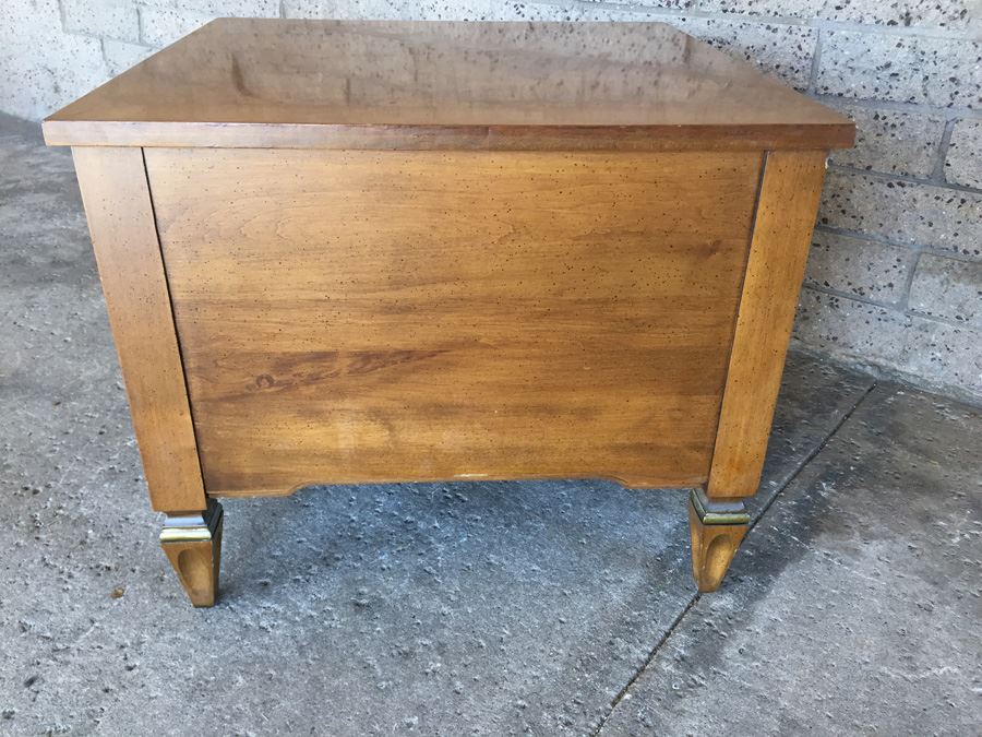 Vintage Burl Wood Side Table With Storage And Doors [Photo 5]