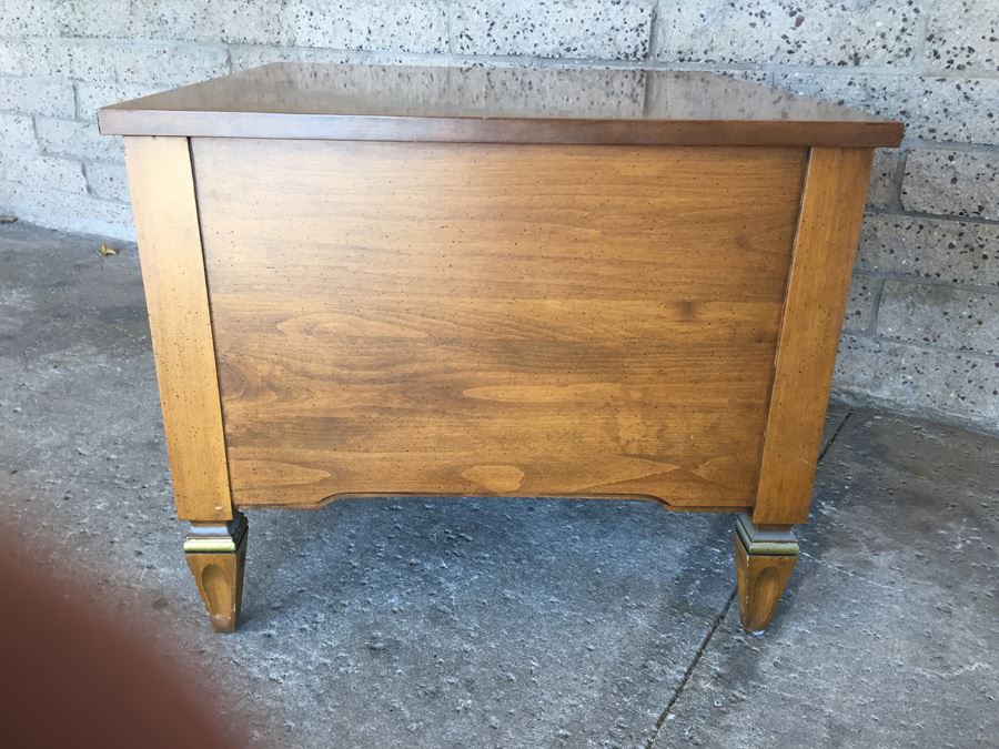 Vintage Burl Wood Side Table With Storage And Doors [Photo 6]