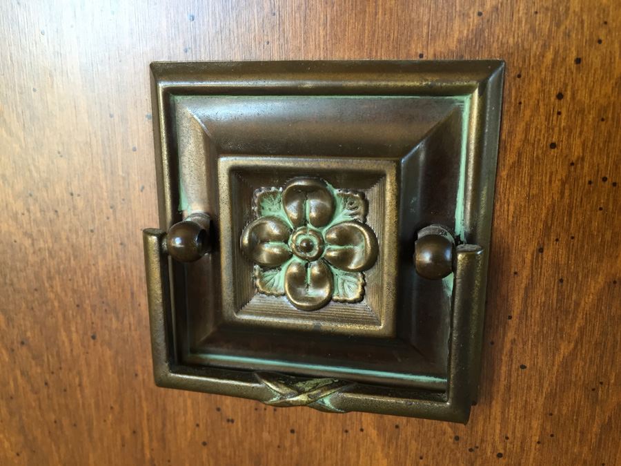 Vintage Burl Wood Side Table With Storage And Doors [Photo 2]