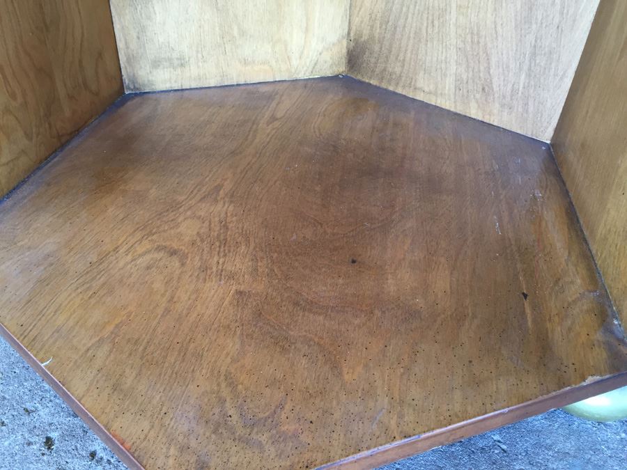 Vintage Burl Wood Side Table With Storage And Doors [Photo 8]